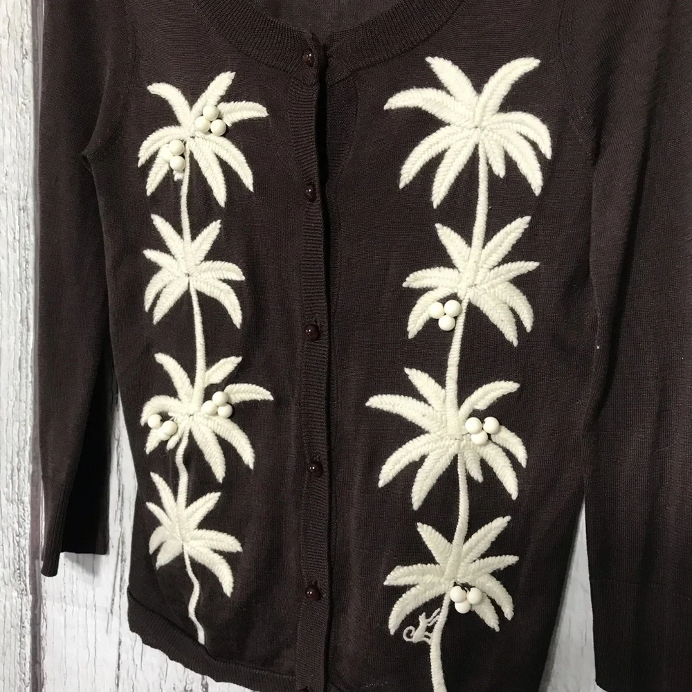 Kate Spade Sweater with palms and Beads T120